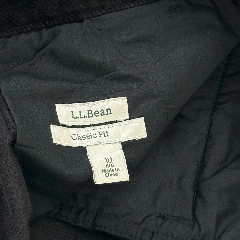 NEW LL Bean Skirt Womens 10 Black Bayside Stretch Cord Classic Fit Corduroy Knee